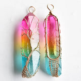 7 Chakra Crystal Natural Rainbow Stone Quartz tree of life Pendant Necklace