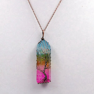 7 Chakra Crystal Natural Stone Pendant Necklace Reiki Healing Chakra Jewelry