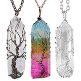 7 Chakra Crystal Natural Stone Pendant Necklace Reiki Healing Chakra Jewelry