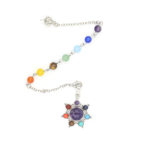 7 Chakra Crystal Pendants Flower Chakras Amethysts Pink Quartz