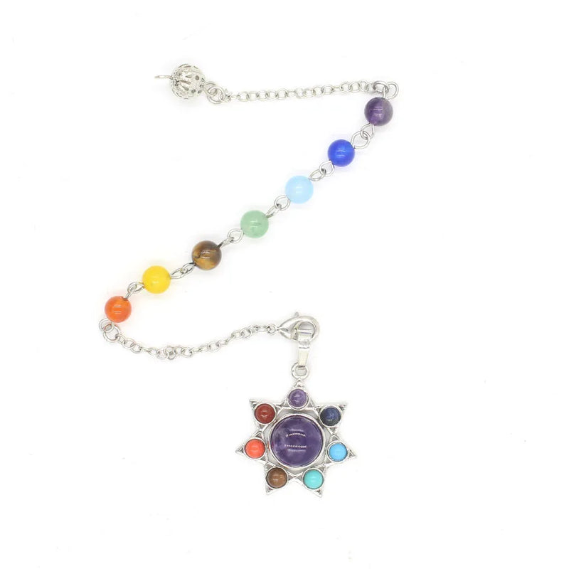 7 Chakra Crystal Pendants Flower Chakras Amethysts Pink Quartz