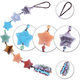 7 Chakra Crystal Star Hanging Ornament Chip Stones Tassels Feng Shui Home Car