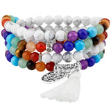 7 Chakra Crystal Stone Bead Wrap Bracelet 108 Buddha Prayer Beads