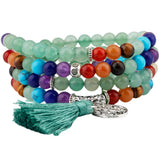 7 Chakra Crystal Stone Bead Wrap Bracelet 108 Buddha Prayer Beads