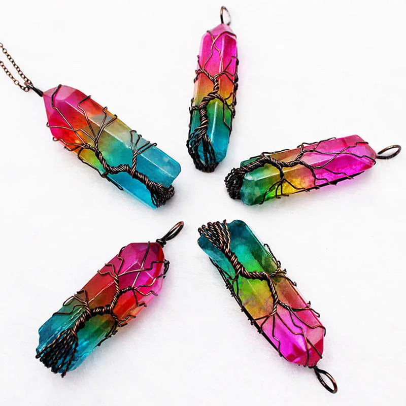 7 Chakra Crystal Tree of Life Pendant Necklace