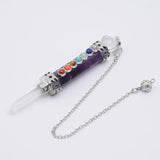 7 Chakra Pink Crystal Quartz Pendulum for Dowsing