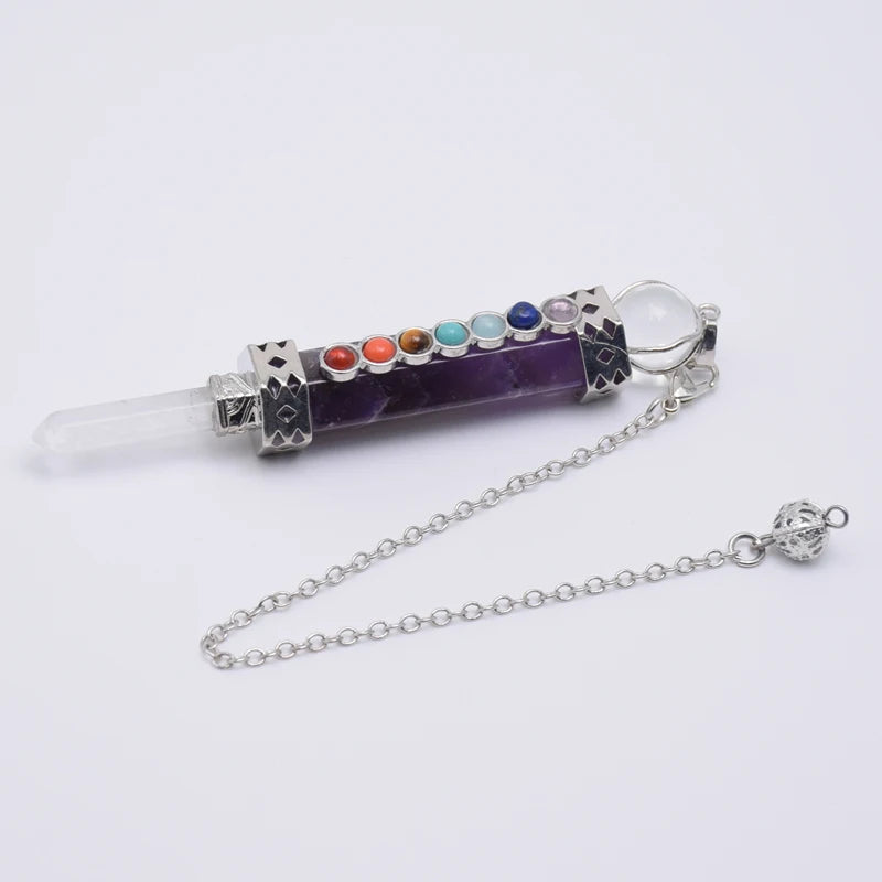 7 Chakra Pink Crystal Quartz Pendulum for Dowsing