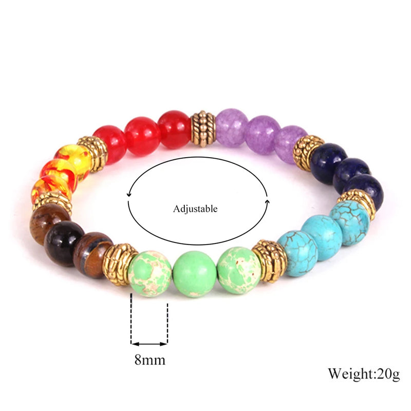7 Chakra Gem Stone Beads Pendant Necklace Yoga Healing Balancing