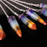 7 Chakra Healing Crystal Pendulum Reiki Natural Stone Pendant