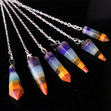 7 Chakra Healing Crystal Pendulum Reiki Natural Stone Pendant
