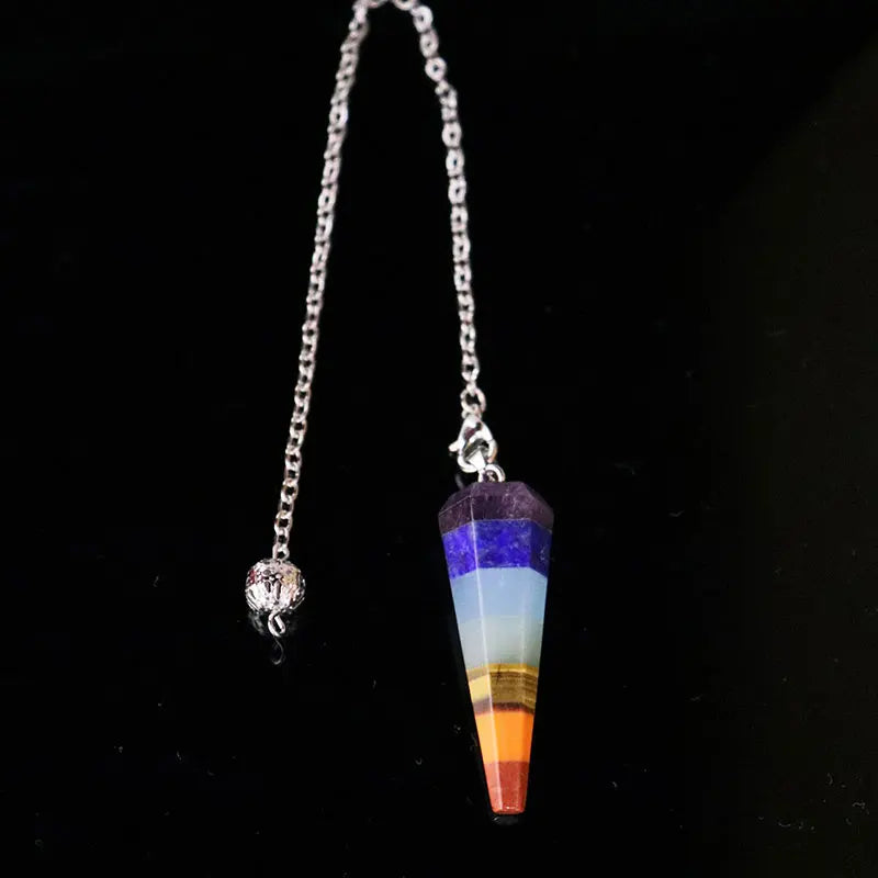 7 Chakra Healing Crystal Pendulum Reiki Natural Stone Pendant