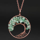 Chakra Beads Wrap Necklace with Tree of Life Pendant