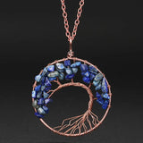 Chakra Beads Wrap Necklace with Tree of Life Pendant