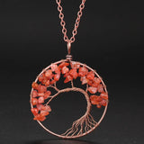 Chakra Beads Wrap Necklace with Tree of Life Pendant