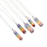 7 Chakra Natural Gravel Decoration Hexagonal Column Faceted Prism Reiki Crystal