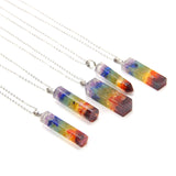 7 Chakra Natural Gravel Decoration Hexagonal Column Faceted Prism Reiki Crystal