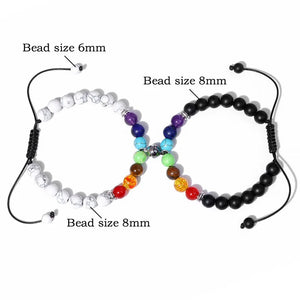 7 Chakra Stone Beads Bracelet Healing Prayer Charms Couple Yoga Jewelry