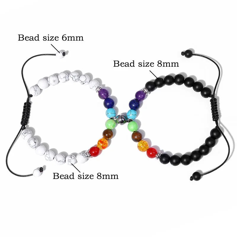 7 Chakra Stone Beads Bracelet Healing Prayer Charms Couple Yoga Jewelry