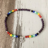 7 Chakra Om Charm Bracelet Women Amethyst Stretch Meditation Yoga