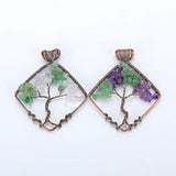 7 Chakra Opal Purple Stone Life Tree Quartz Pendant Necklace