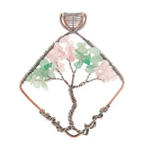 7 Chakra Opal Purple Stone Life Tree Quartz Pendant Necklace