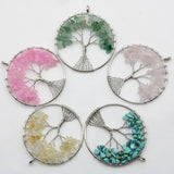 7 Chakra Quartz Tree of Life Pendulum Pendant for Jewelry Making Reiki Healing