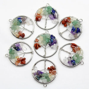 7 Chakra Quartz Stone Tree of Life Pendulum Pendant for DIY Reiki Jewelry