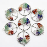 7 Chakra Quartz Stone Tree of Life Pendulum Pendant for DIY Reiki Jewelry
