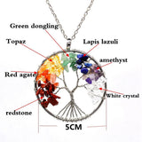 7 Chakra Quartz Stone Tree of Life Pendulum Pendant