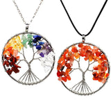 7 Chakra Quartz Stone Tree of Life Pendulum Pendant