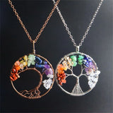 7 Chakra Quartz Stone Tree of Life Pendulum Pendant