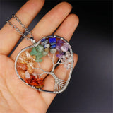 7 Chakra Quartz Stone Tree of Life Pendulum Pendant