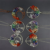 7 Chakra Quartz Stone Tree of Life Pendulum Pendant