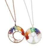 7 Chakra Quartz Stone Tree of Life Pendulum Pendant