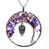 7 Chakra Quartz Stone Tree of Life Pendulum Necklace