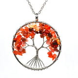 7 Chakra Quartz Stone Tree of Life Pendulum Necklace