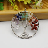 7 Chakra Quartz Stone Tree of Life Pendulum Pendant for Jewelry Reiki Healing