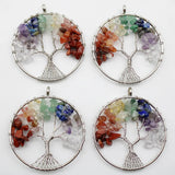 7 Chakra Quartz Stone Tree of Life Pendulum Pendant for Jewelry Reiki Healing