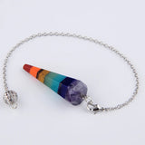 7 Chakra Rainbow Stone Pyramid Pendulum ReiKi Healing