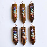 7 Chakra Reiki Wrap Pendulum Pendants Natural Stone Amethysts Lapis Lazuli 6pcs