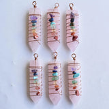 7 Chakra Reiki Wrap Pendulum Pendants Natural Stone Amethysts Lapis Lazuli 6pcs