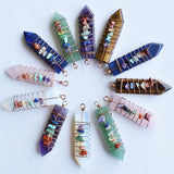 7 Chakra Reiki Wrap Pendulum Pendants Natural Stone Amethysts Lapis Lazuli 6pcs