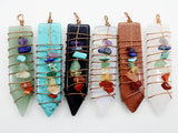 7 Chakra Reiki Wrap Pendulum Pendants Healing Crystal Natural Stone Quartz