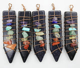 7 Chakra Reiki Wrap Pendulum Pendants Healing Crystal Natural Stone Quartz