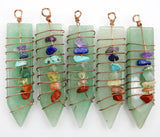 7 Chakra Reiki Wrap Pendulum Pendants Healing Crystal Natural Stone Quartz