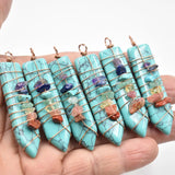 7 Chakra Reiki Wrap Pendulum Pendants - Healing Crystal Point Sword Pendants