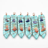7 Chakra Reiki Wrap Pendulum Pendants - Healing Crystal Point Sword Pendants