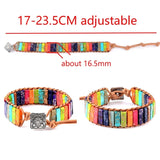 7 Chakra Reiki Healing Leather Wrap Bracelet