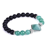7 Chakra Reiki Pyramid Bracelets Charm Quartz Tiger Eye Stone Beaded Strand