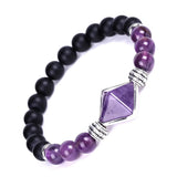 7 Chakra Reiki Pyramid Bracelets Charm Quartz Tiger Eye Stone Beaded Strand